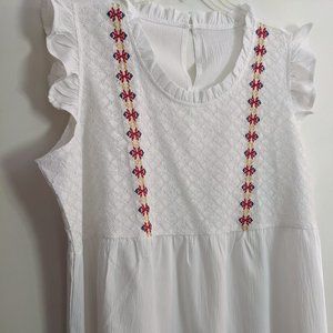 White embroidery detail top